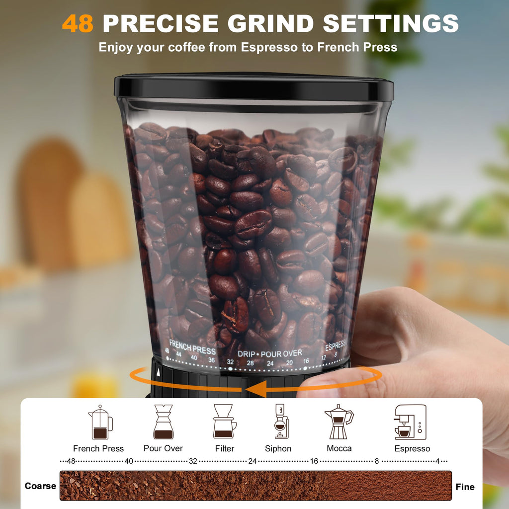 Black Electric Conical Burr Coffee Grinder U48784