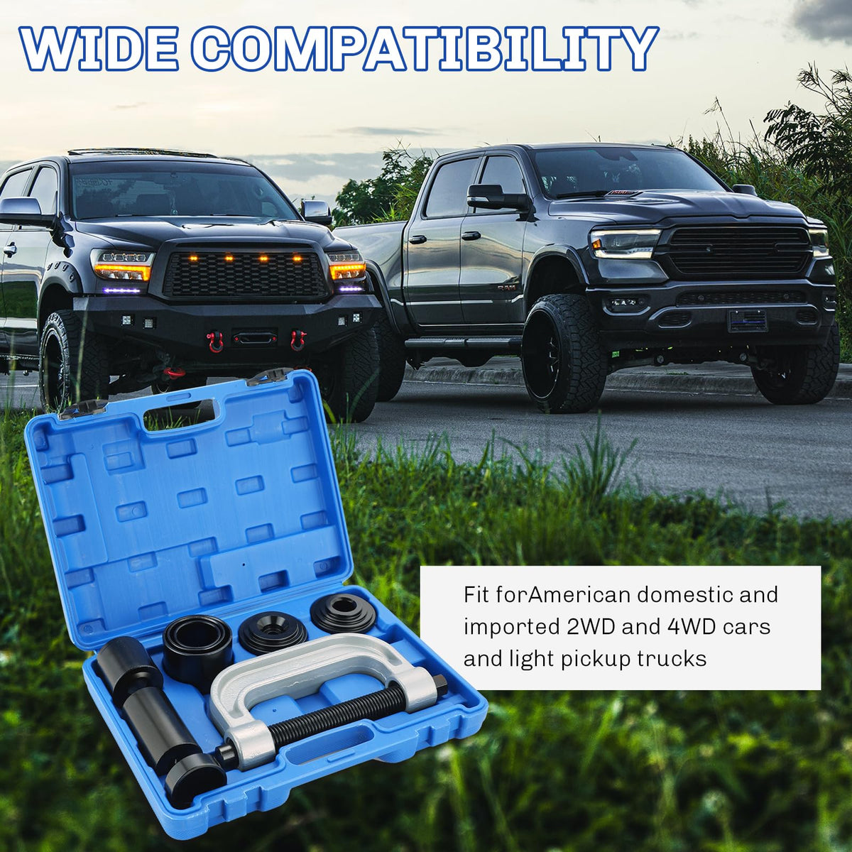 Heavy Duty Ball Joint Press and U Joint Removal Tool Kit & 1/2-Inch Drive Impact Socket Set A162