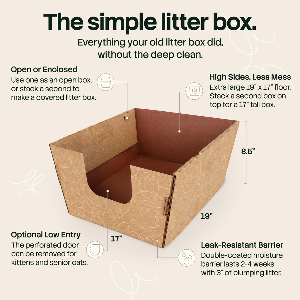 10 Pack Extra Large High Sided Leak Resistant Cardboard Cat Litter Boxes A729