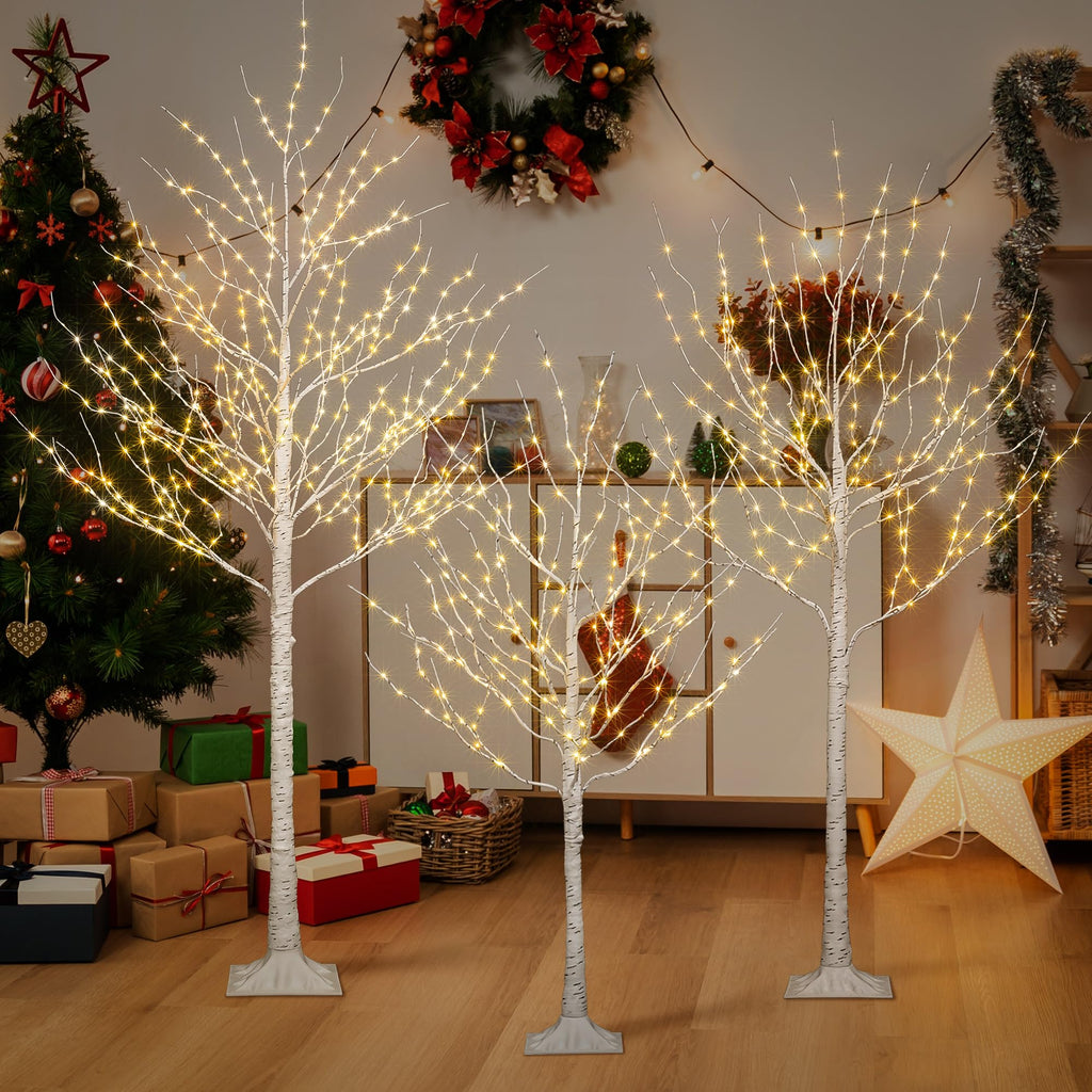 Lighted Birch Twig Tree with Fairy Lights, Pack of 3 Warm White F20204