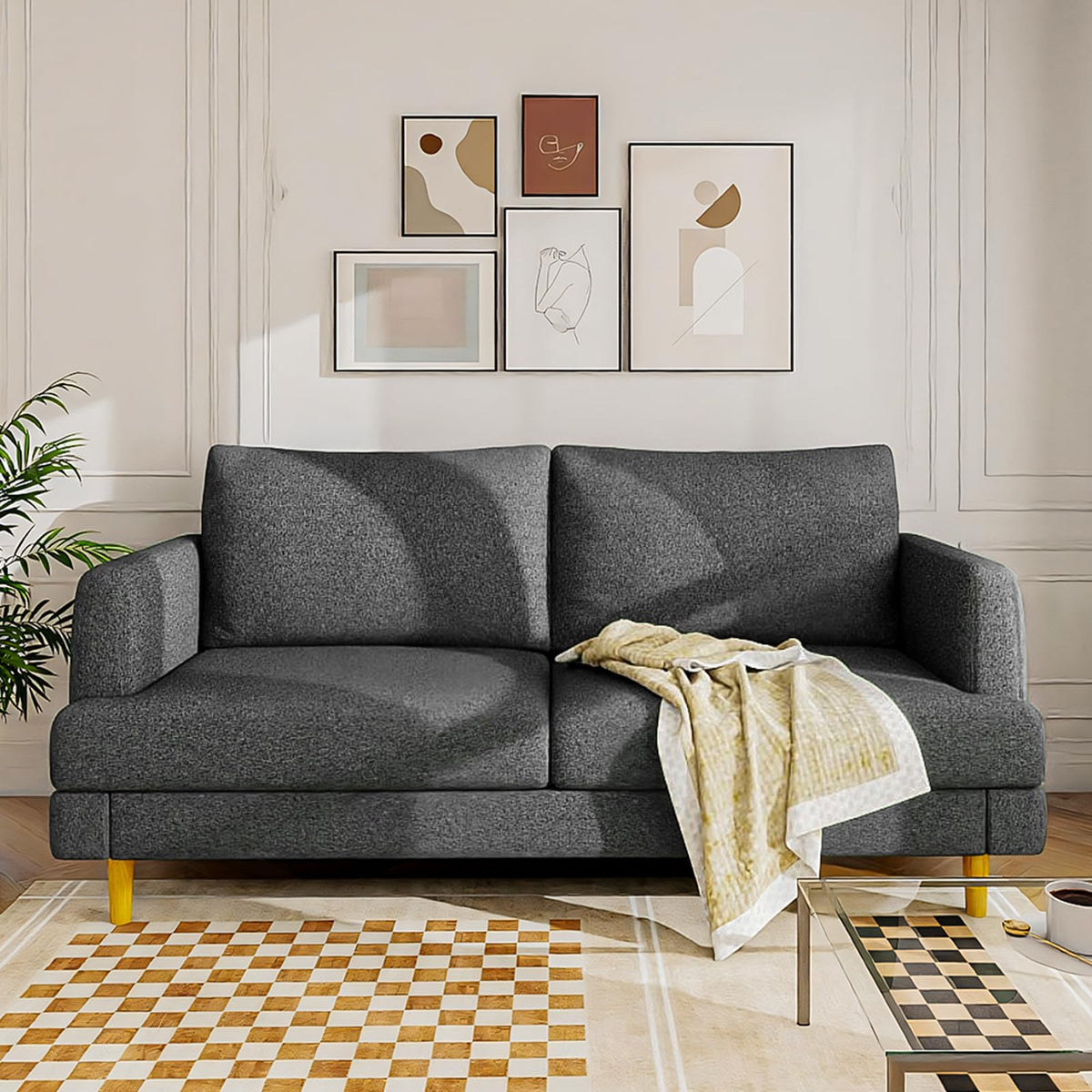 Dark Gray Upholstered 70" Loveseat Sofa G3594