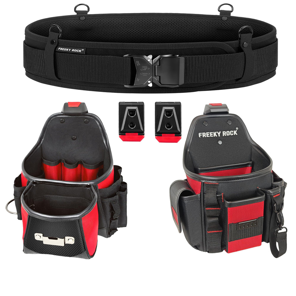 Heavy Duty Tool Belt with 2 Tool Pouches, Adjustable Work Belt Z8521
