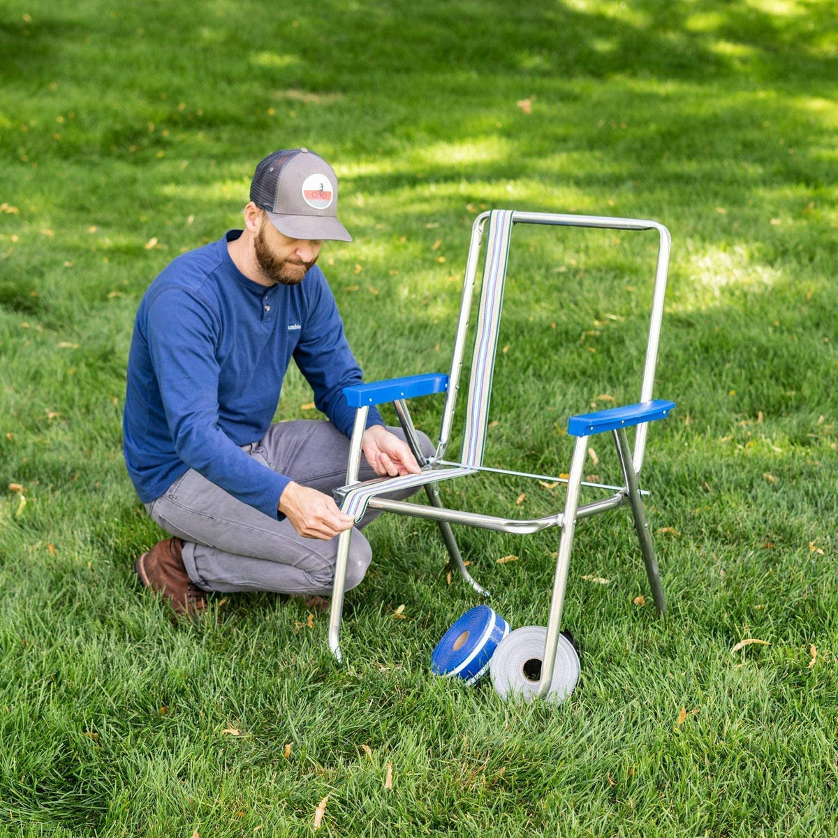 Blue 3" x 50' Lawn Chair Webbing M5262