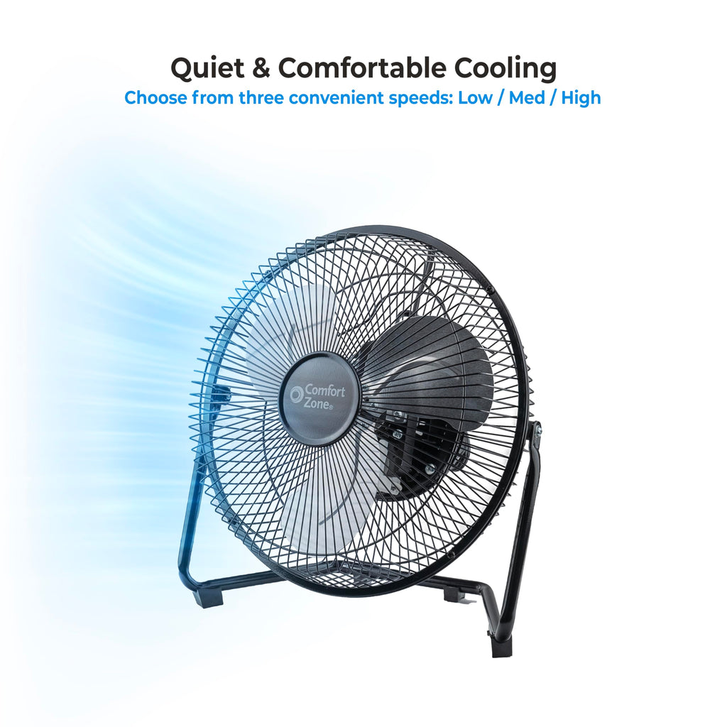 9 inch 3 Speed Metal Floor or Table Fan with Carry Handle X144