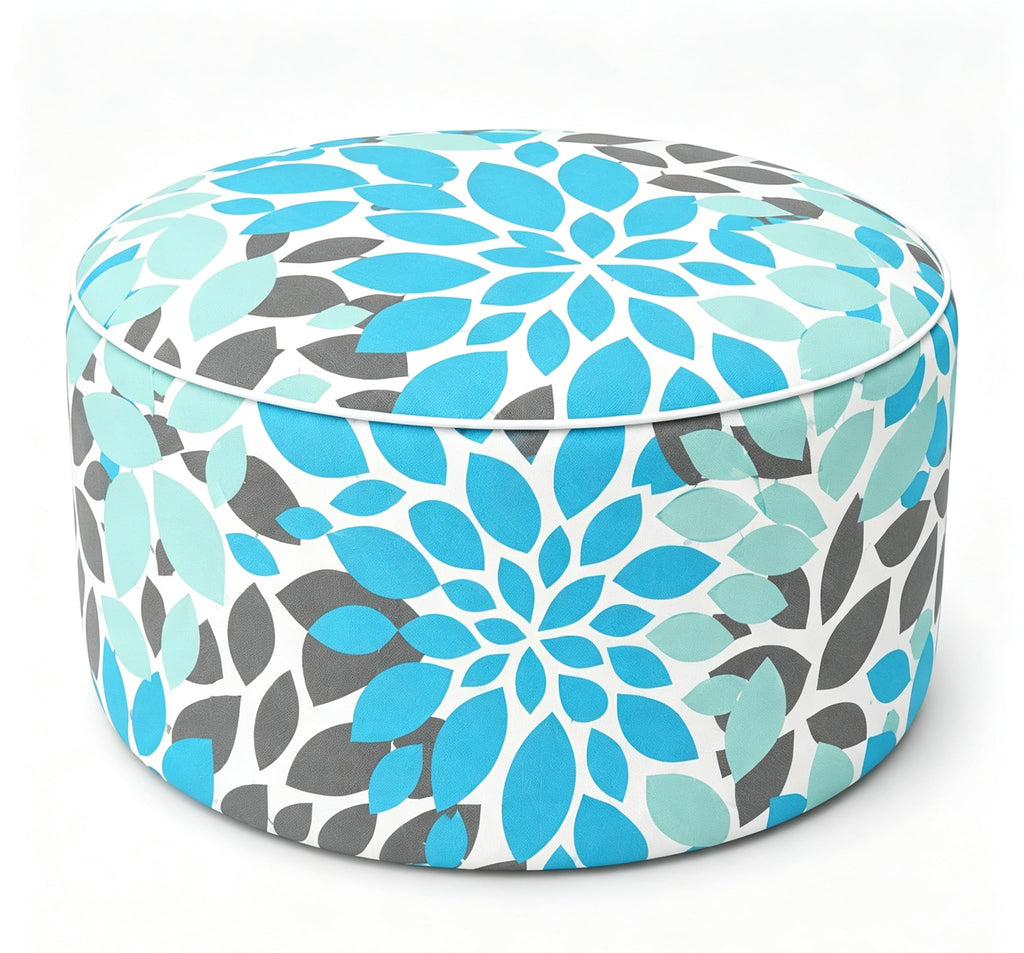 Inflatable Outdoor Ottoman 21"x21"x9", UV Fade Resistant Foot Stool, Portable Water Repellent with Carry Handle Teal I466