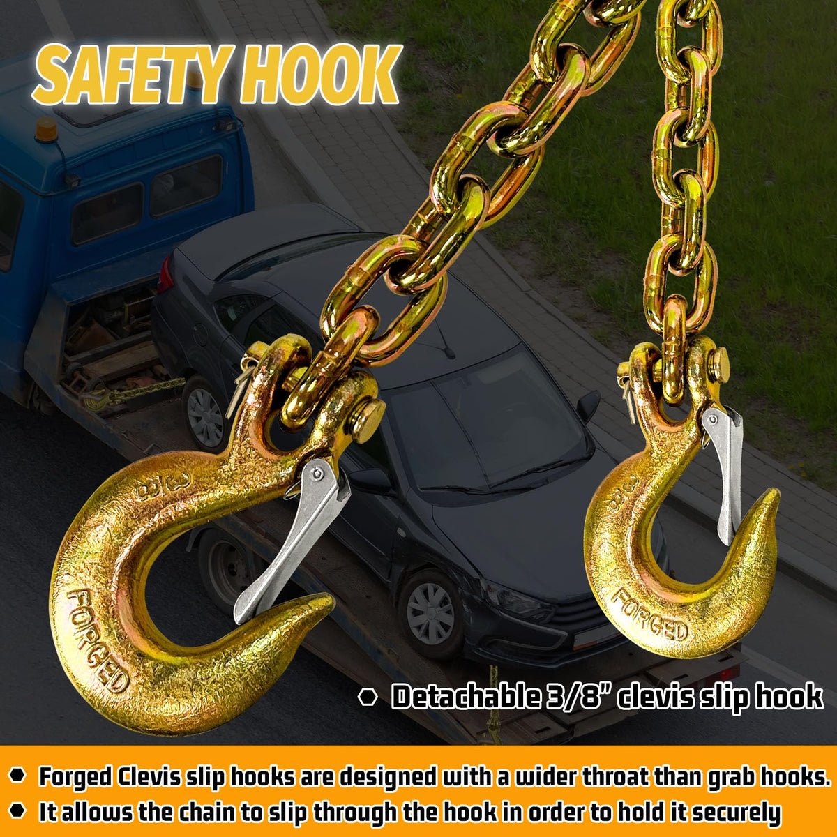 3/8"x36" Galvanized Trailer Safety Chains with Hooks, 2-Pack L12126
