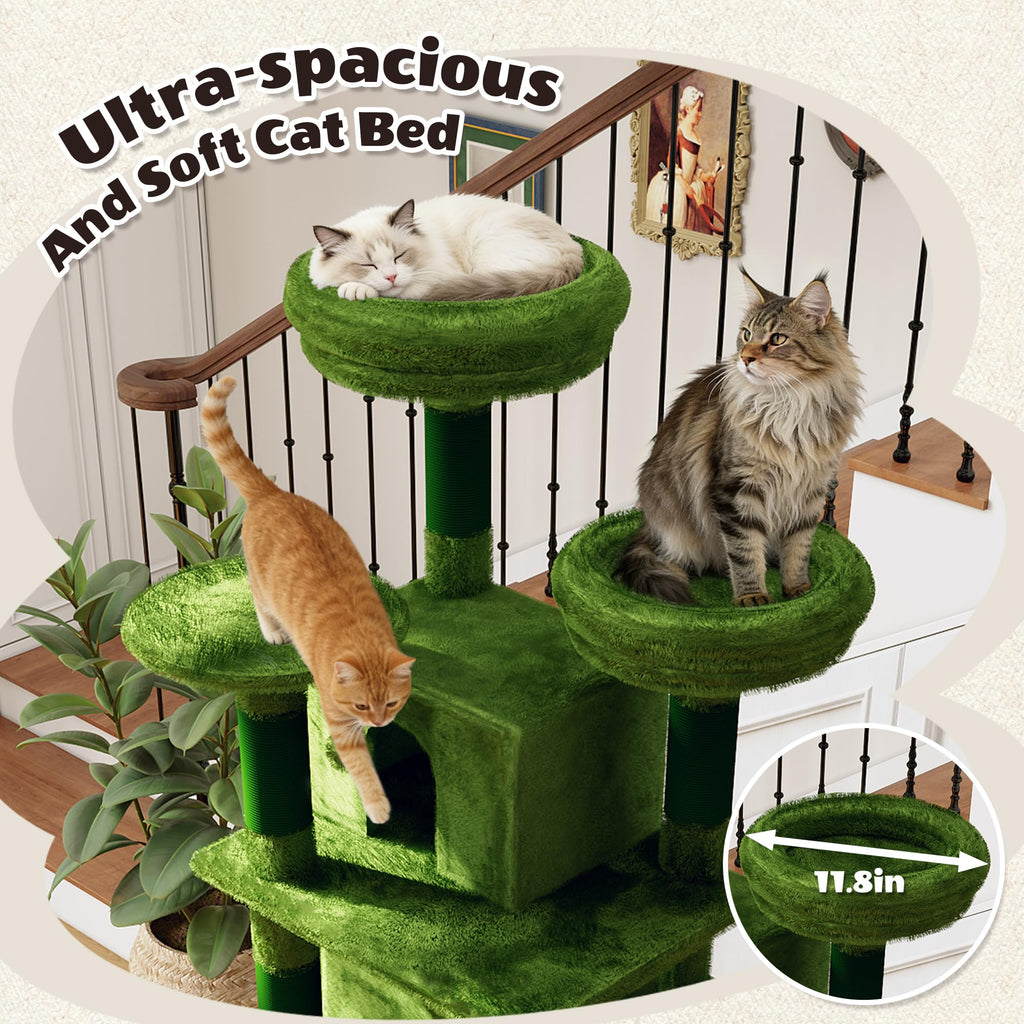 70.87'' Cat Tree Tower with Scratching Post and Hanging Hammock J6780