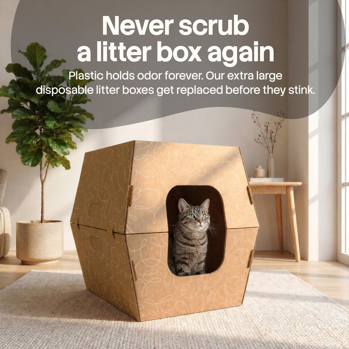 10 Pack Extra Large High Sided Leak Resistant Cardboard Cat Litter Boxes A729