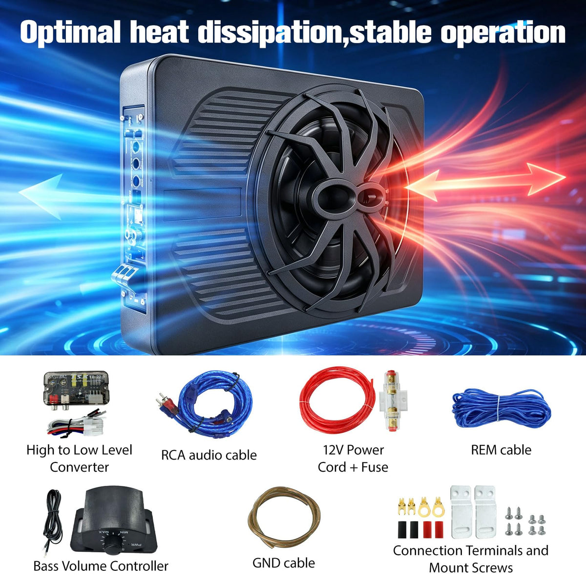 800W Under Seat Subwoofer with Amp J724