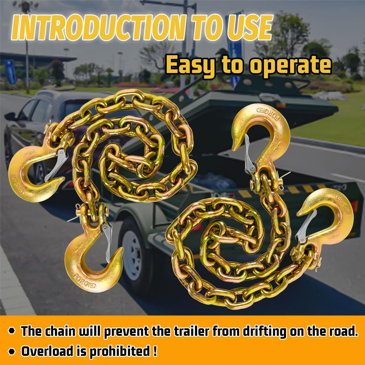 3/8"x36" Galvanized Trailer Safety Chains with Hooks, 2-Pack L12126