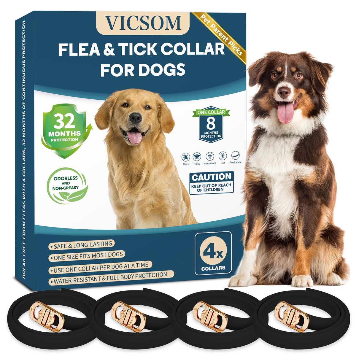 Flea and Tick Prevention Collar for Dogs 4 Pack P16064