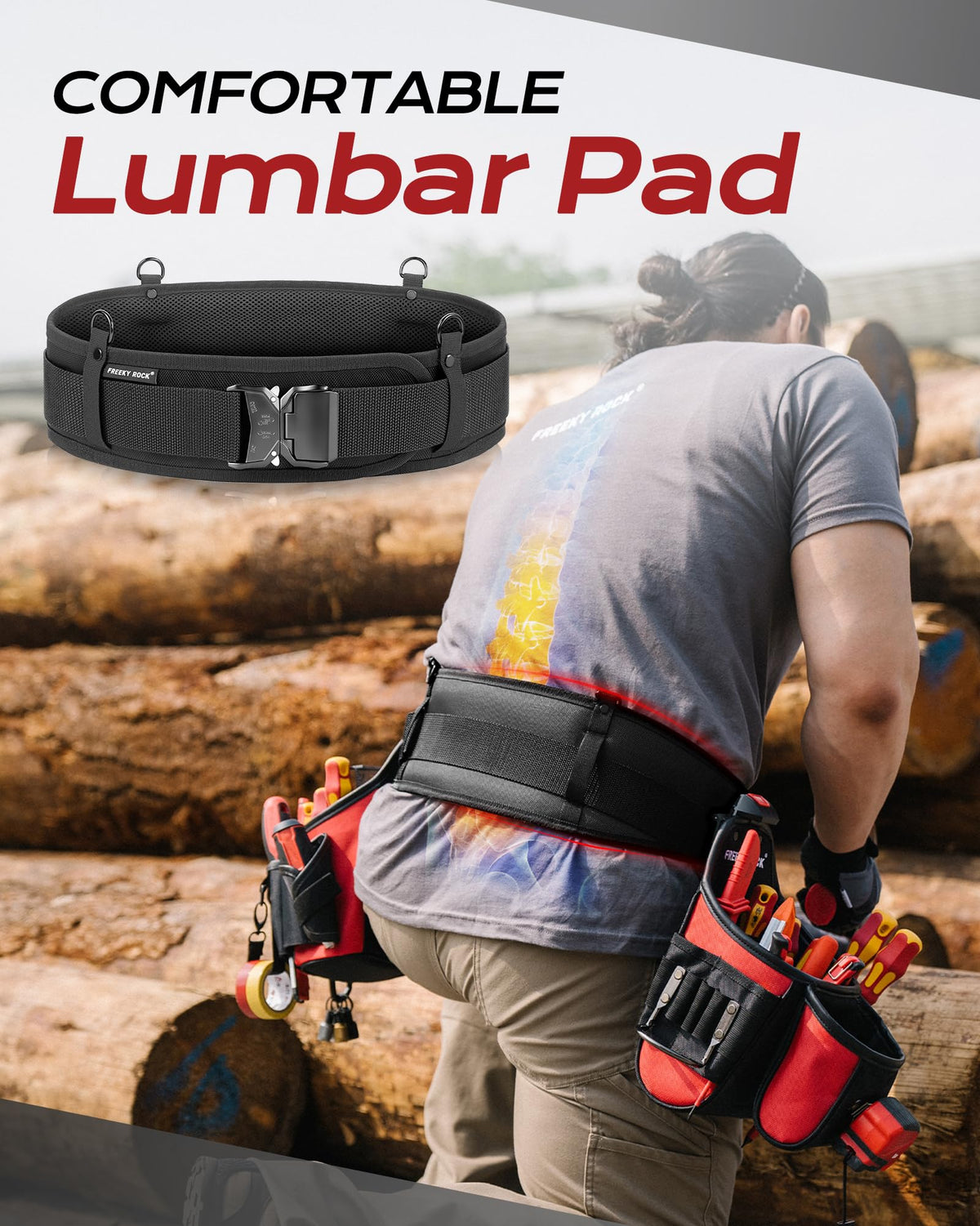Heavy Duty Tool Belt with 2 Tool Pouches, Adjustable Work Belt Z8521