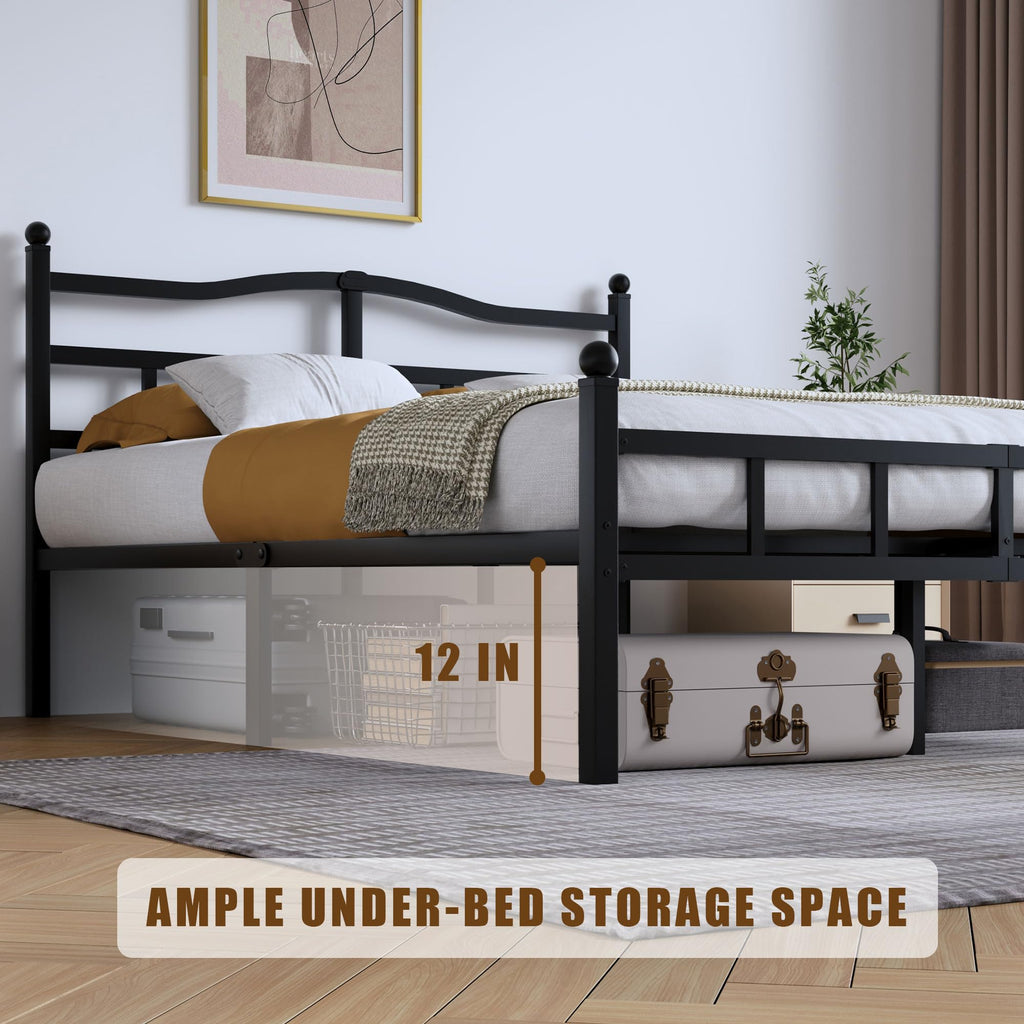 14 Inch Metal Bed Frame Full Size with Headboard Footboard Y86850