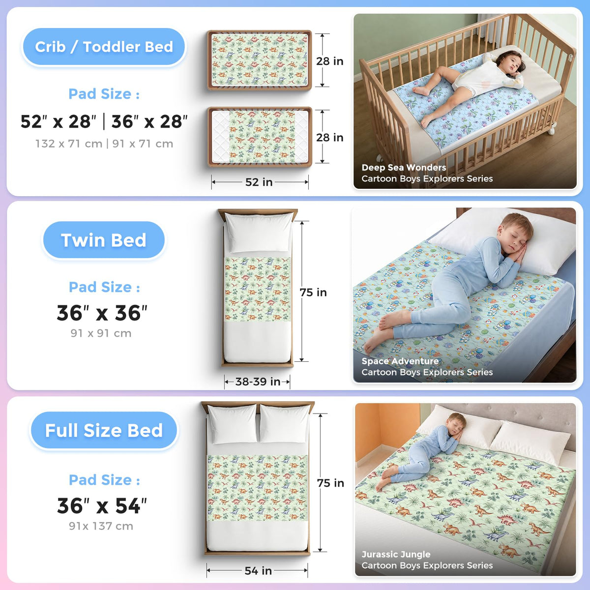 Viscose from Bamboo 3 Pack Waterproof Non-Slip Crib Pee Pads Q532152