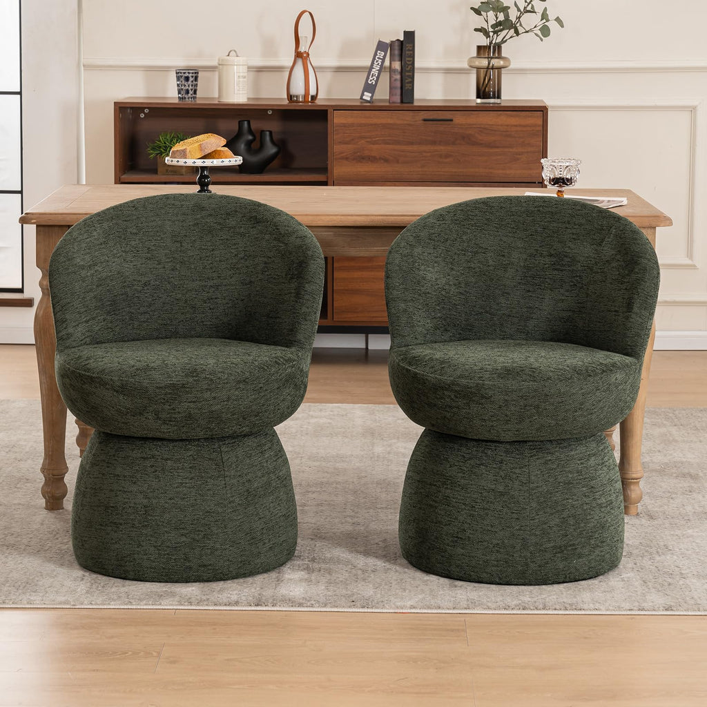 Green Boucle Fabric Swivel Accent Chair Set of 2 T548296