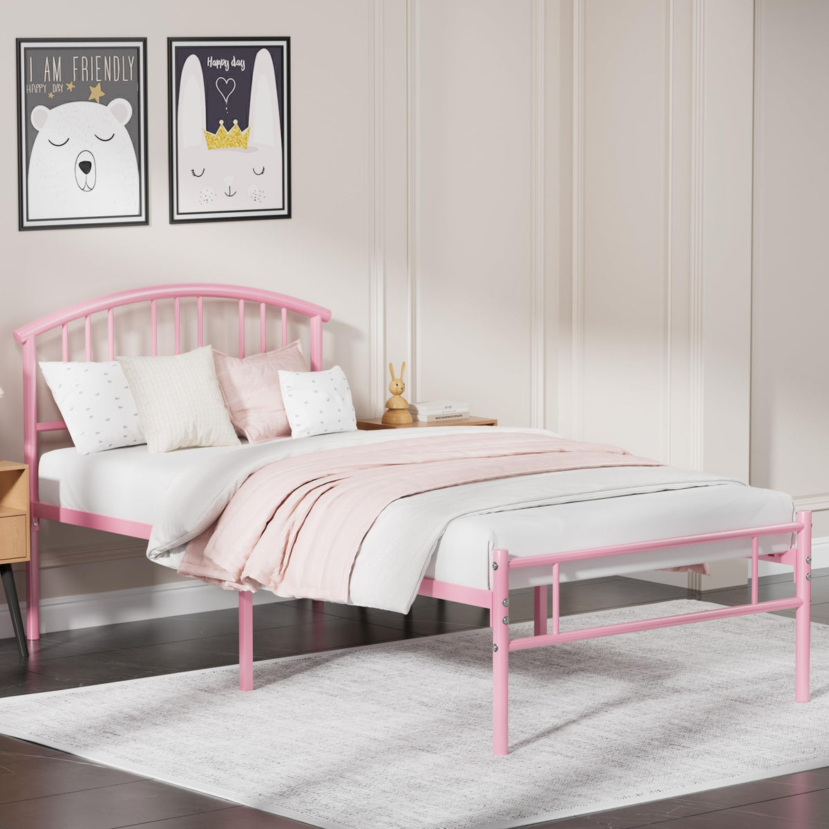 Twin Size Metal Bed Frame with Headboard and Footboard B663102