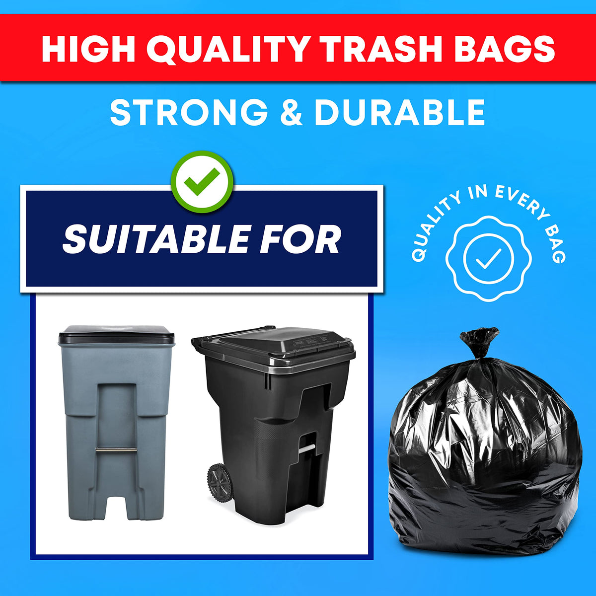55 Gallon 3 Mil Black Contractor Garbage Bags K949