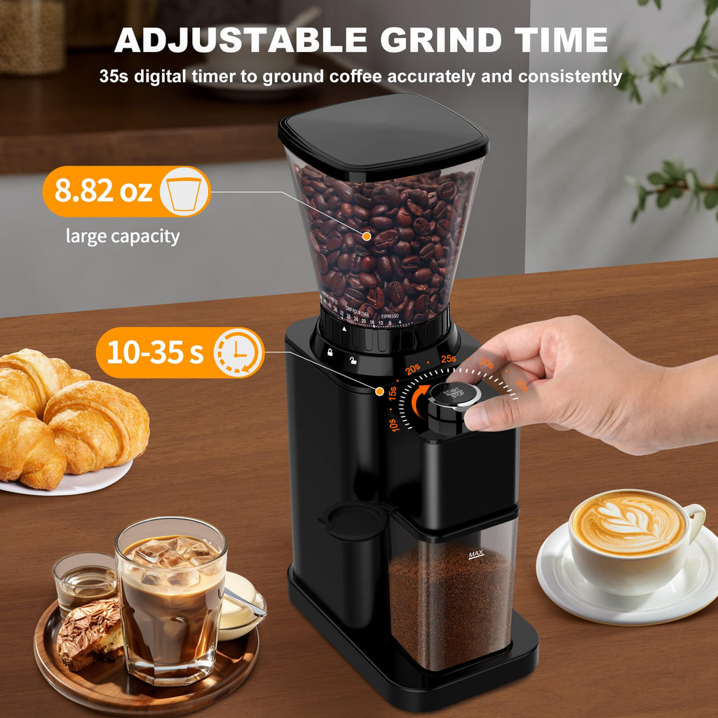 Black Electric Conical Burr Coffee Grinder U48784