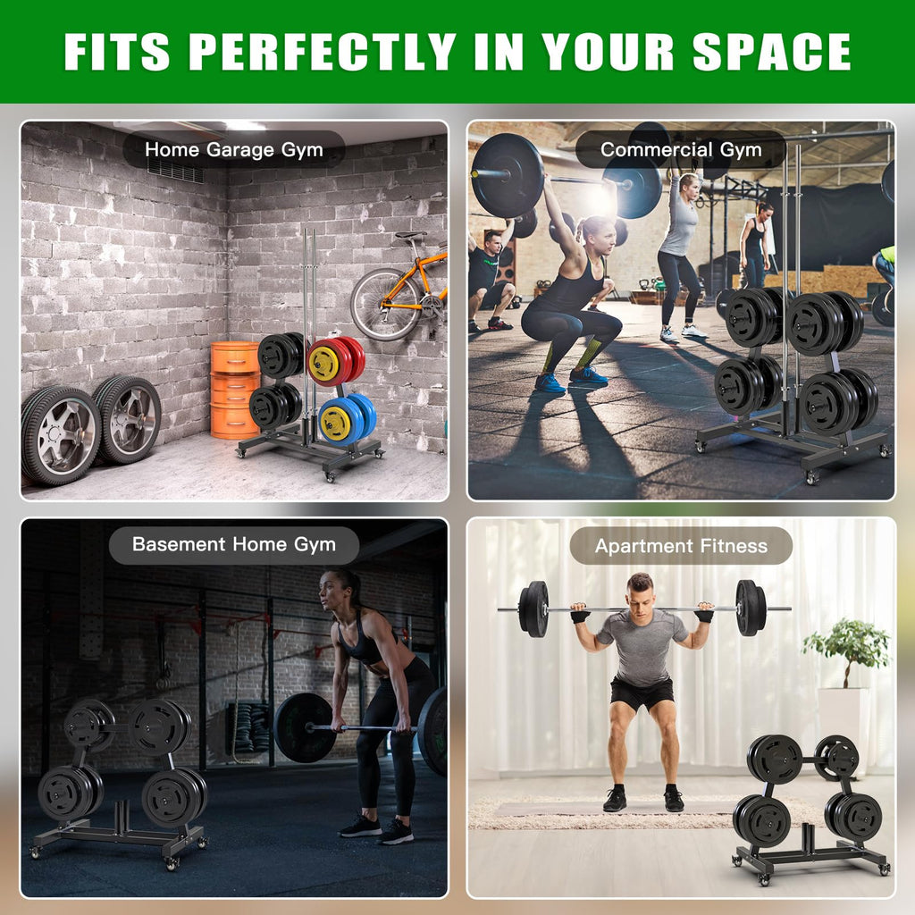 2" Olympic Weight Plate Tree Rack and Barbell Holders F721