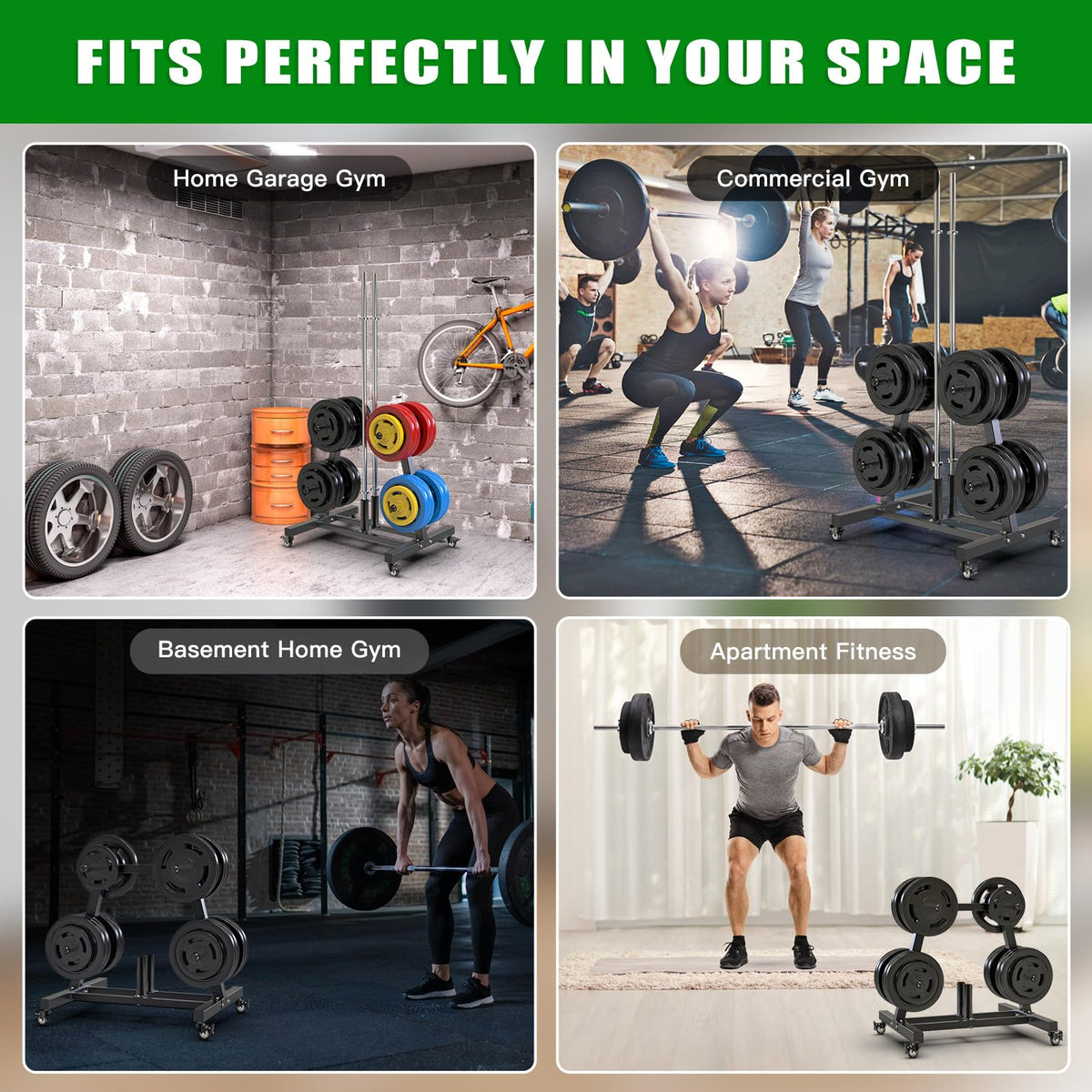 2" Olympic Weight Plate Tree Rack and Barbell Holders F721