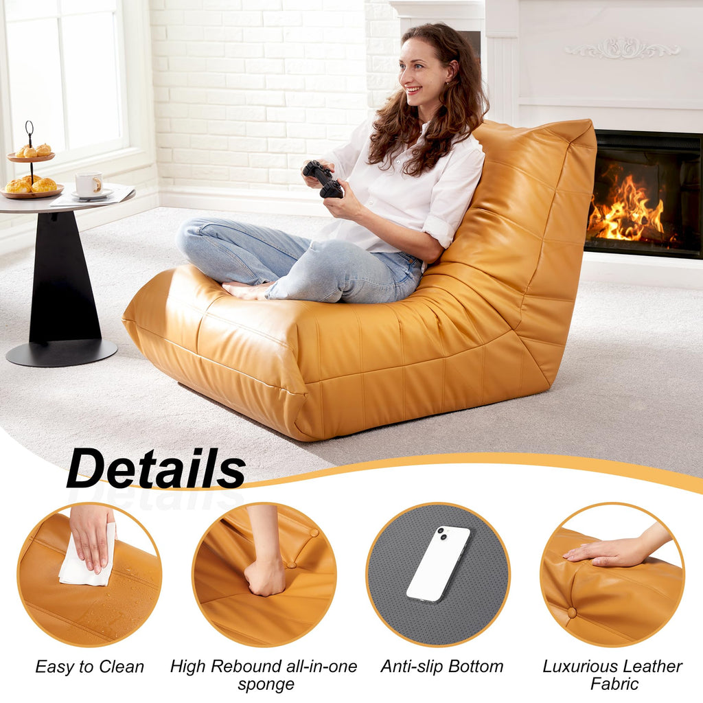 Leather Memory Foam Bean Bag Chair N33899