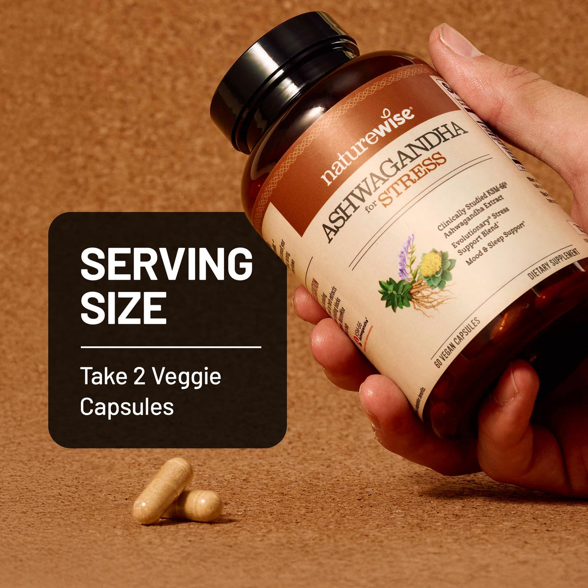 Ashwagandha with KSM-66 Extract GABA L-Theanine Rhodiola Rosea 60 Capsules M953