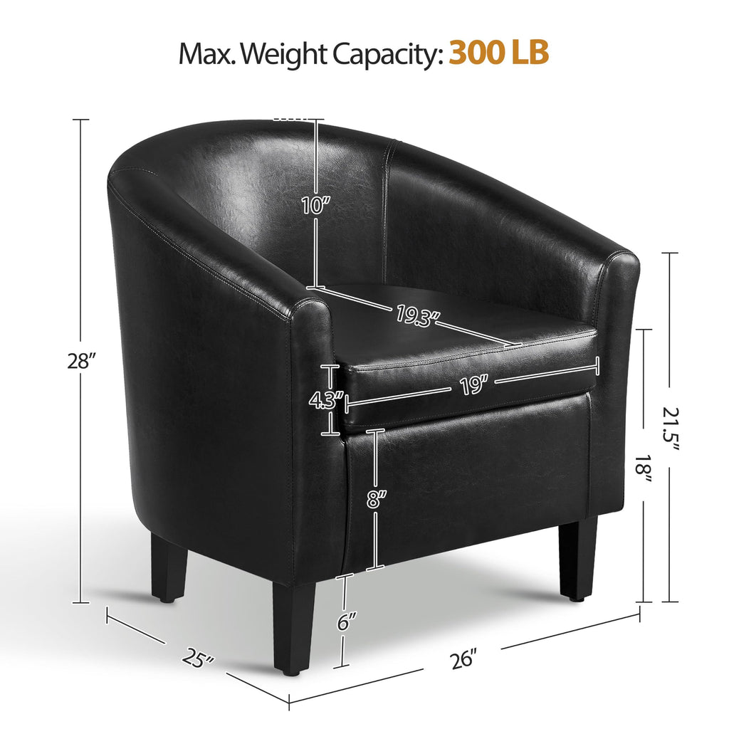 Black Faux Leather Barrel Accent Chairs D301916