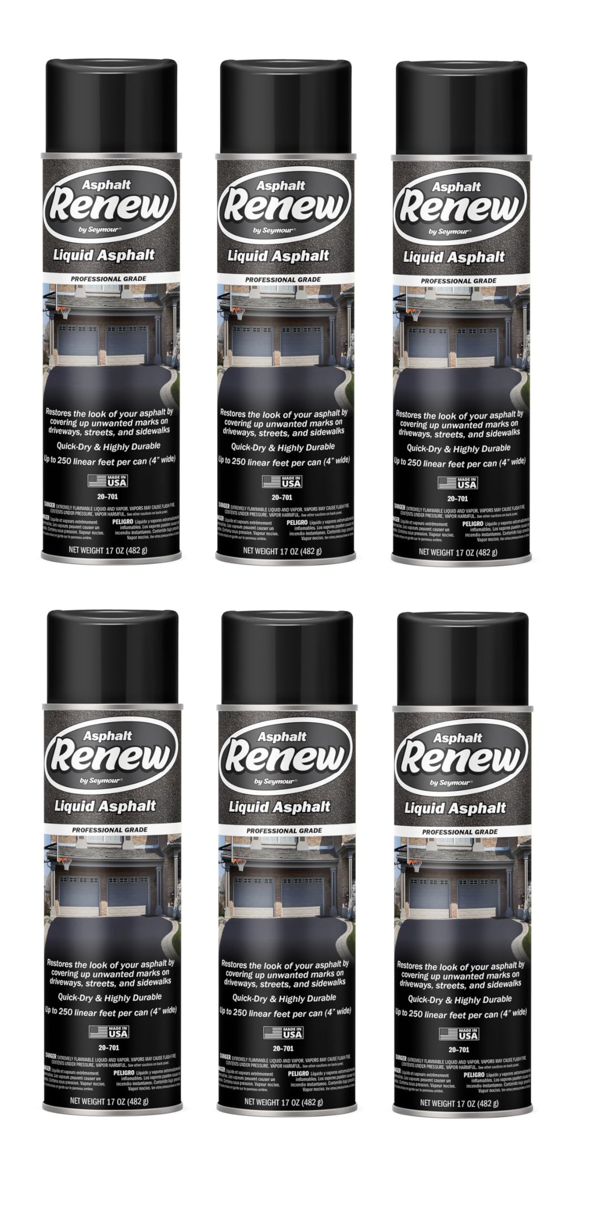 Jet Black Asphalt Renew Spray Paint 6 Pack 17 oz R23318