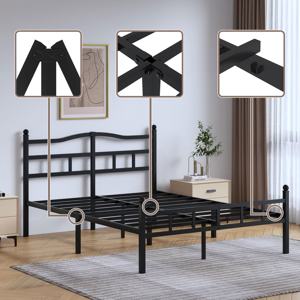 14 Inch Metal Bed Frame Full Size with Headboard Footboard Y86850
