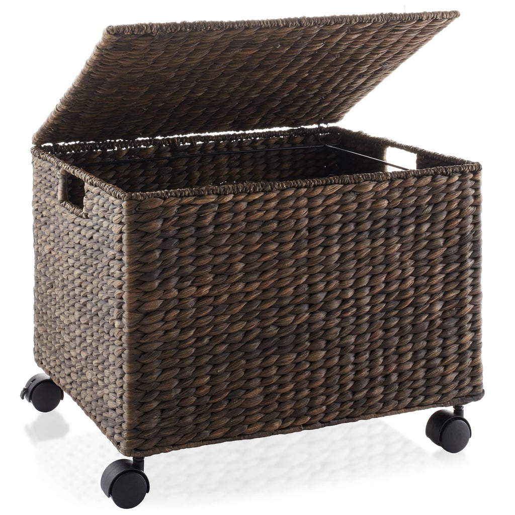 Espresso Rolling File Organizer with Lid and Wheels K872