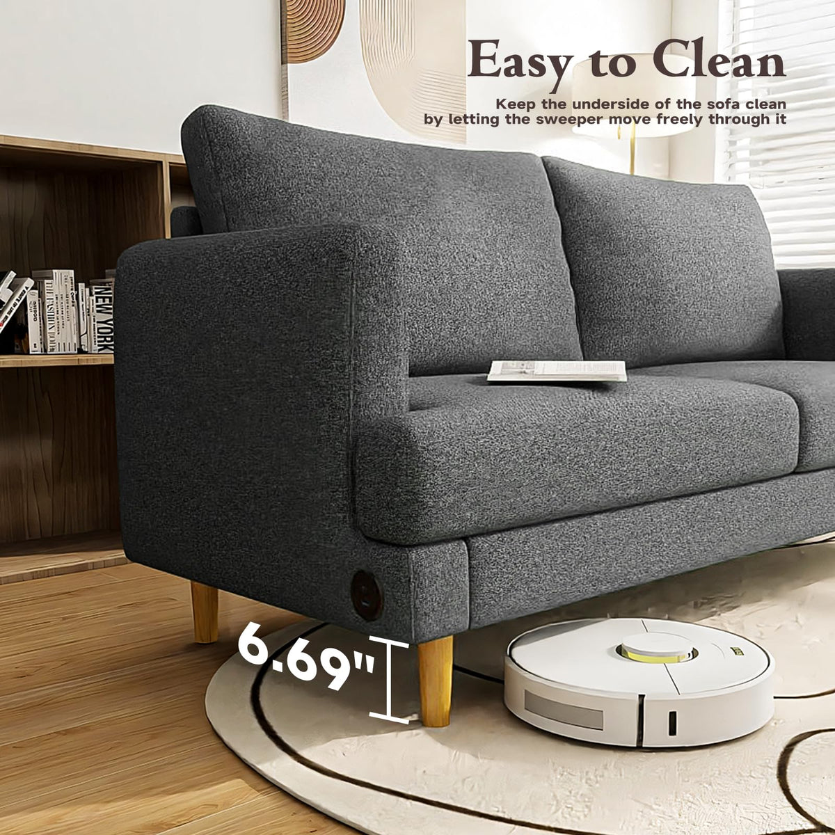 Dark Gray Upholstered 70" Loveseat Sofa G3594