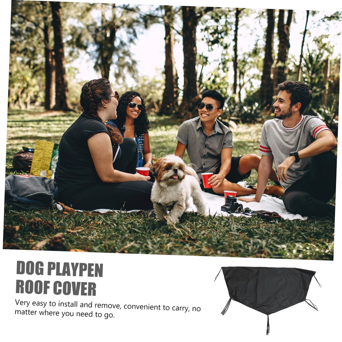 Waterproof Sunproof Dog Playpen Roof Cover 210D Oxford Cloth Black M54393