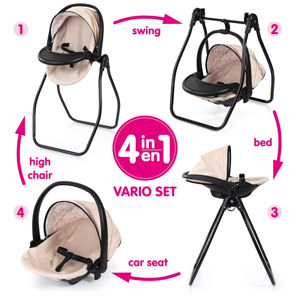 4-in-1 Doll Highchair, Swing, Bed & Car Seat J88795