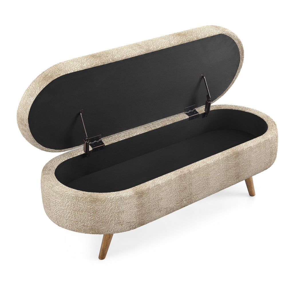 Oval Storage Bench with Rubber Wood Legs C61483