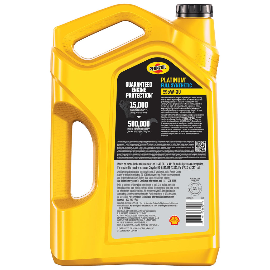 Full Synthetic 5W-30 Motor Oil, 5 Quart L4385