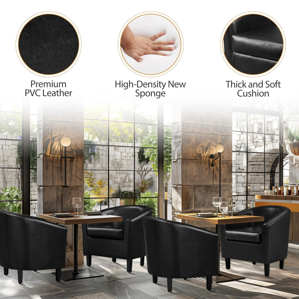 Black Faux Leather Barrel Accent Chairs D301916