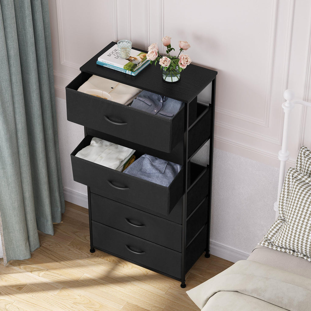 Black 6-Drawer Fabric Dresser S8803