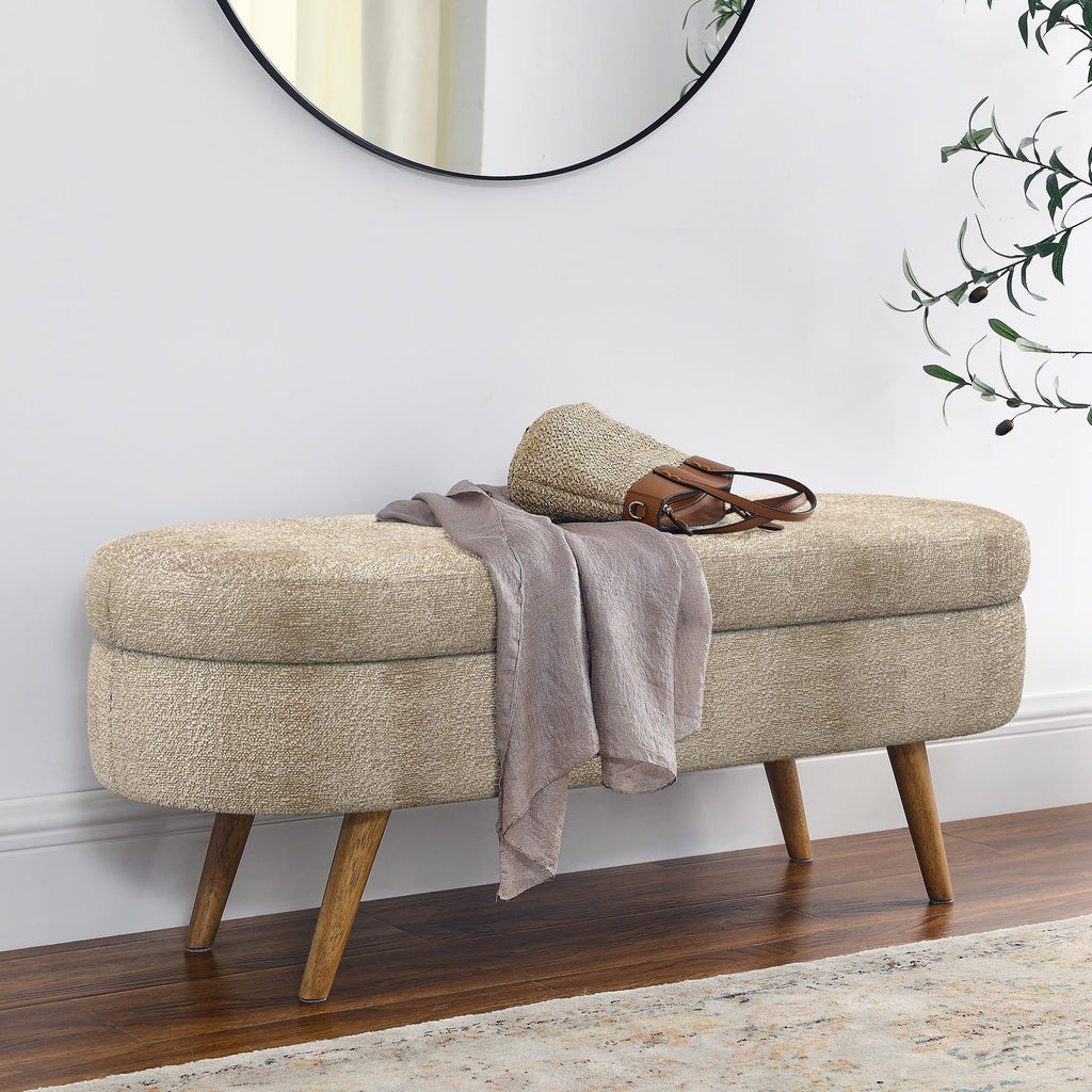 Oval Storage Bench with Rubber Wood Legs C61483
