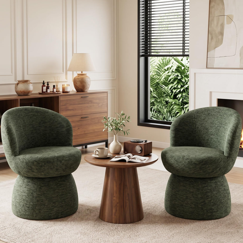 Green Boucle Fabric Swivel Accent Chair Set of 2 T548296