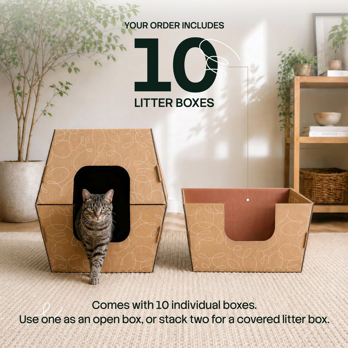 10 Pack Extra Large High Sided Leak Resistant Cardboard Cat Litter Boxes A729