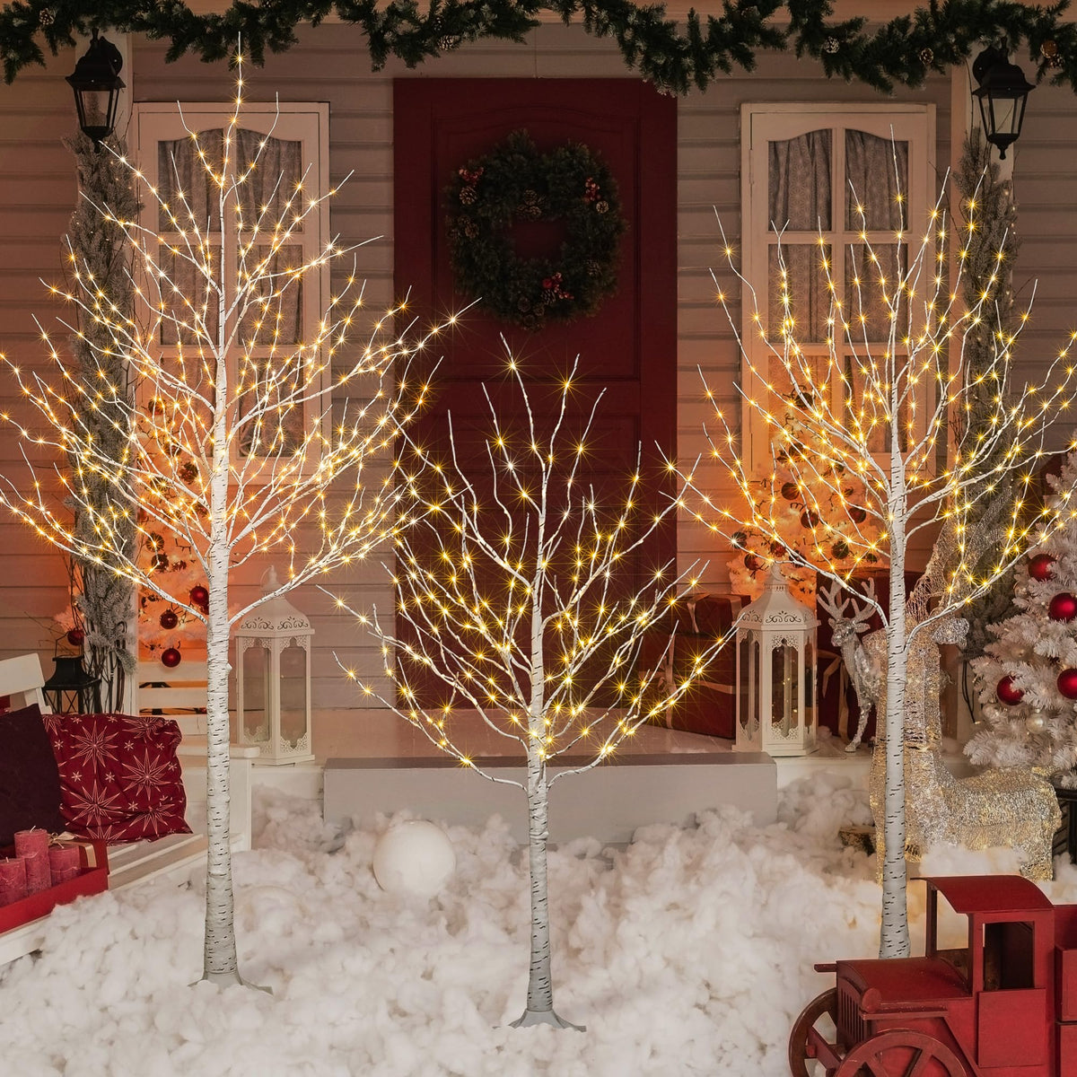 Lighted Birch Twig Tree with Fairy Lights, Pack of 3 Warm White F20204